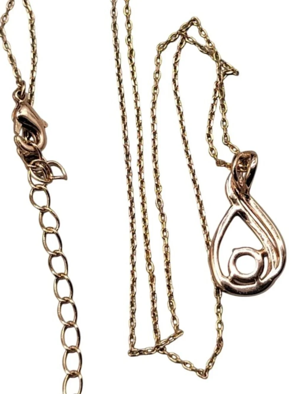 14kgp CZ Infinity Pendant Necklace Cubic Zirconia Rose Gold Plated 17